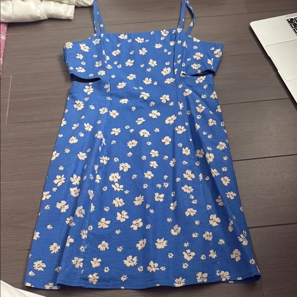 blue spaghetti strap dress zara ZARA Blue Cross Strap Satin Midi Dress UK M  Reliked
